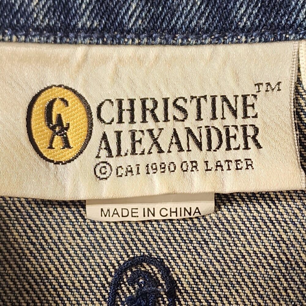 Christine Alexander Denim Jacket Women L Blue Vintage‎ Western Rhinestone Bling - Picture 4 of 15